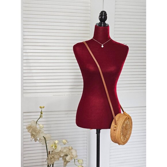 Bali Women’s Beige Straw Rattan Jute Round Boho Shape Handbag Small 2028 - Picture 9 of 13